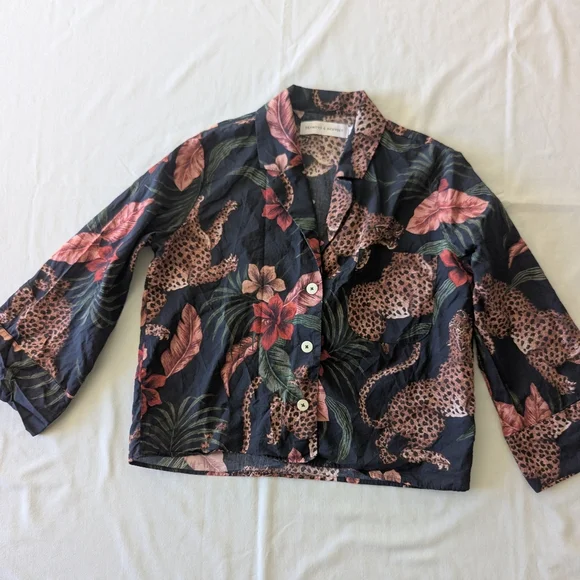 Desmond & Dempsey Soleia Leopard Multi Shirt In Navy - Picture 6 of 14